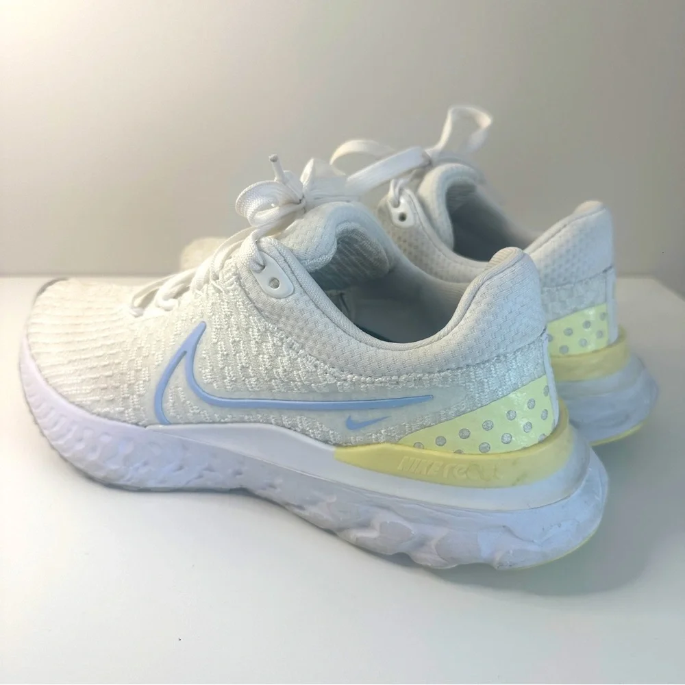 Nike Womens React Infinity Run Flyknit 3 White Violet Citron Tint Women's Size 8